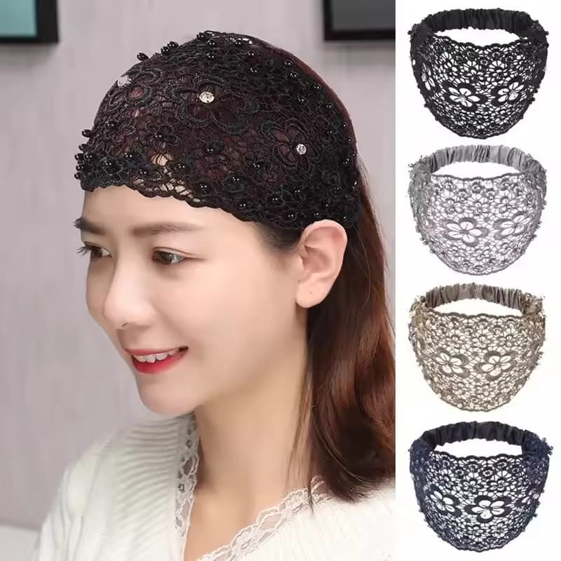 Nova Moda Faixa De Cabelo Oca Fora Com Contas Borda Larga Cobertura Prensada Feminina Acessórios