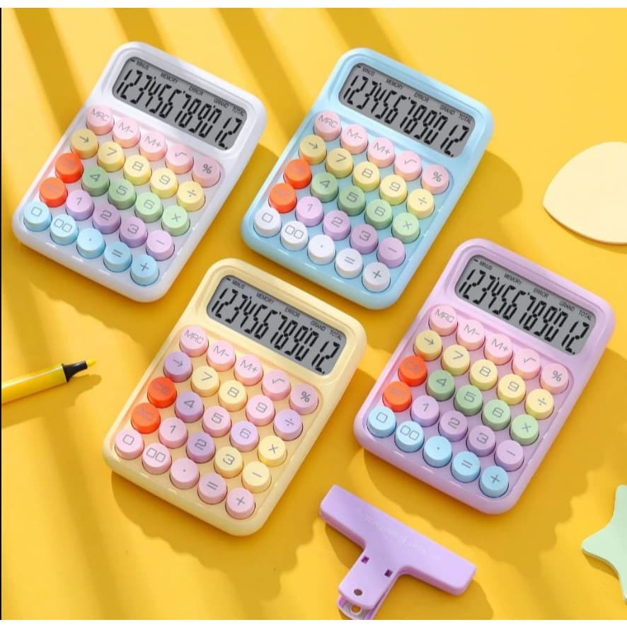 Calculadora De porão de Teclado De 1 Peça Mecânica De 12 Dígitos botão colorida
