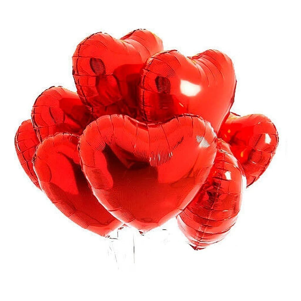 10 Balões Metalizado Coração Vermelhos 45 cm