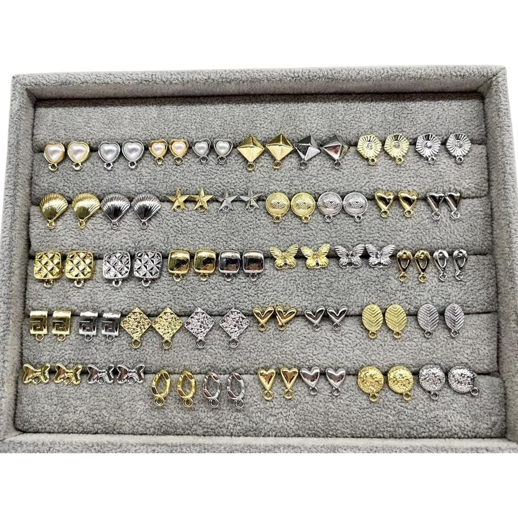 Base Brinco C/ Tarracha-prata/dourado - 10-60pares(20-120Unidade )Adequado para vários acessórios de pulseira de moda