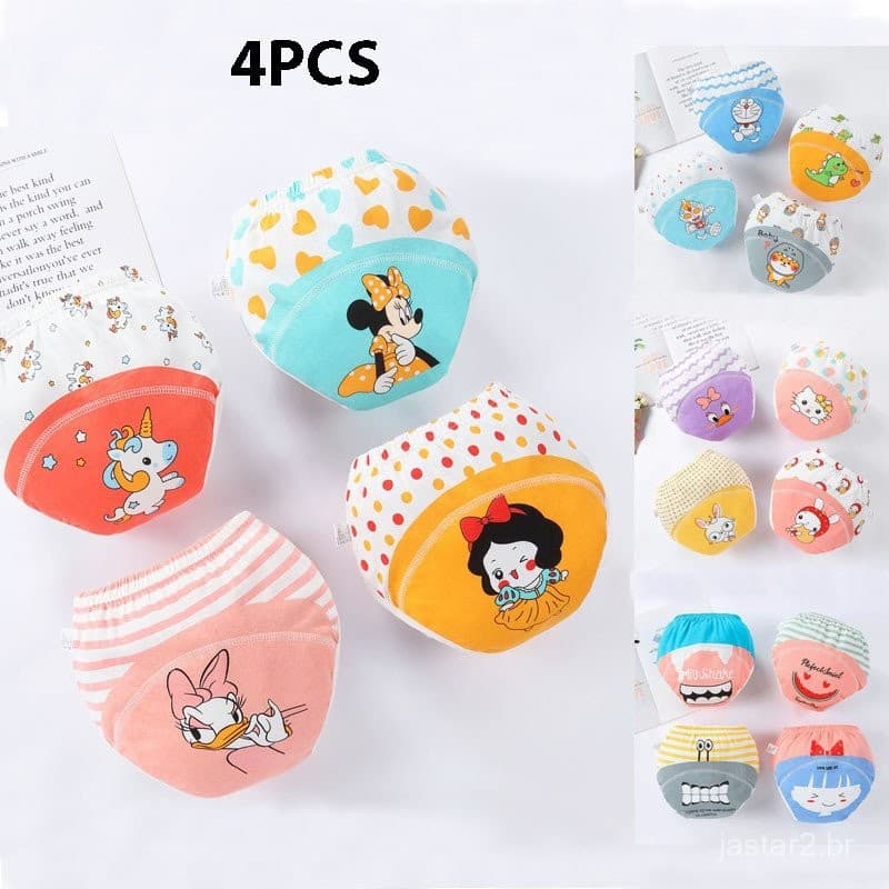 4 PCS/6 Camadas Calças De Treinamento De Algodão Para Bebês Calcinhas Reutilizáveis Fraldas Impermeáveis