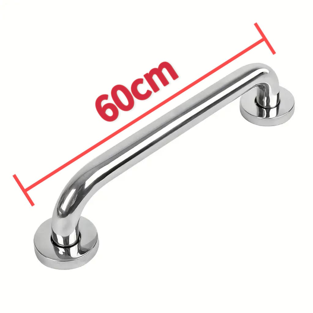 Alça de Apoio Inox Barra 60cm Acessibilidade Segurança Idoso Banheiro Box Parede Corrimao Suporte Anti Queda