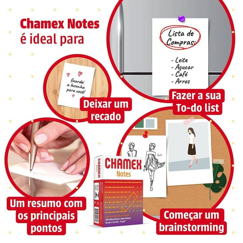 Bloco de anotações s/pauta Notes 80mmx115mm 300fls Chamex