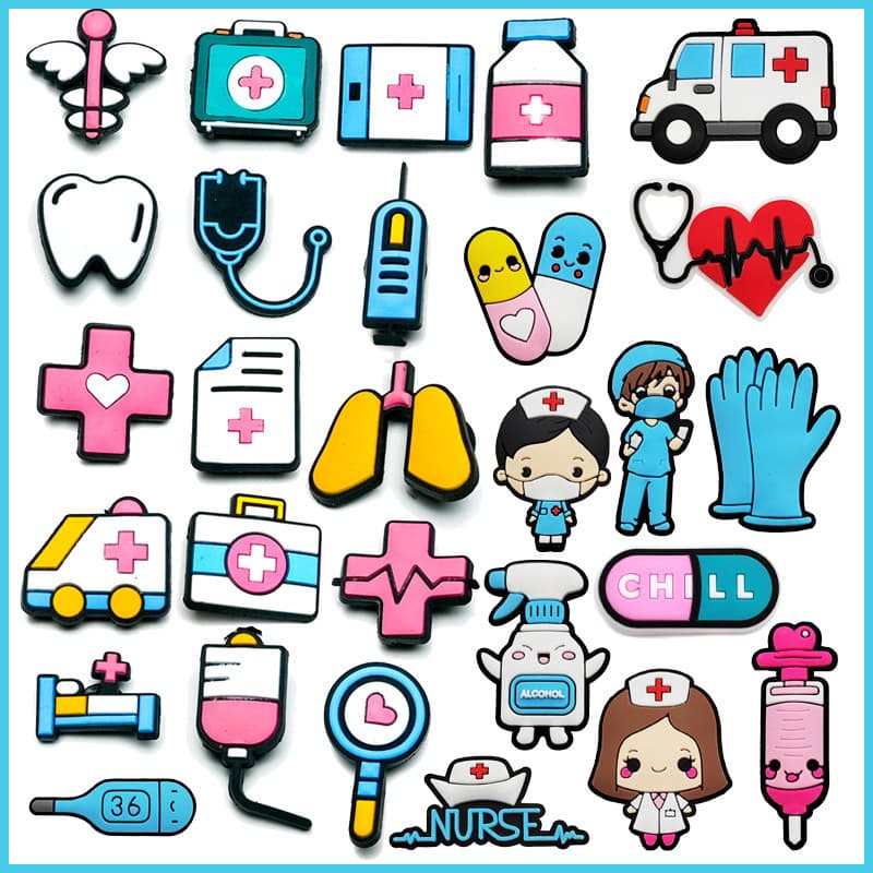 Acessórios para sandálias Pinos PVC Fofo Saúde Enfermeira Doutora Chinelos Sapatos Botão De Encanto