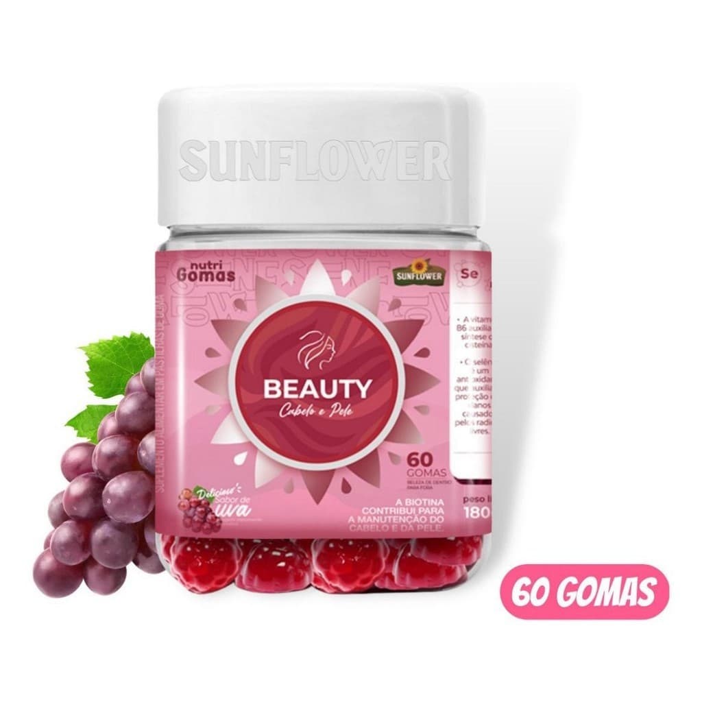 Gummy Hair Beauty 60 Gomas Biotina  /Pele/ Crescimento Cabelos / Fortalecimento Unhas Sunflower