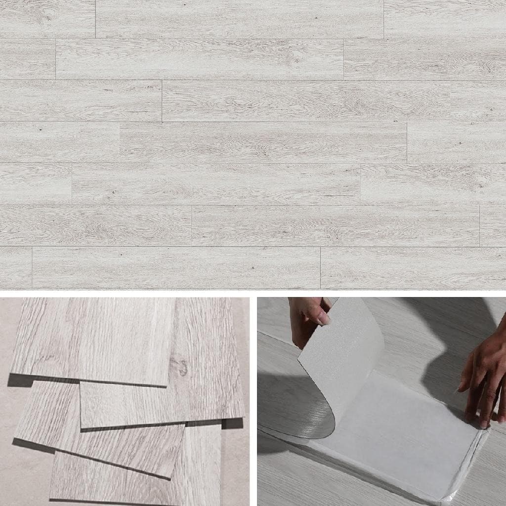 Piso Vinílico Auto Adesivo Régua Madeira Manta Cinza Claro Caixa 5m²