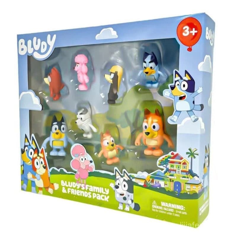 8 Pçs/Set Anime Bluey Família Christine Heeler Bingo Bandit Chilli Snickers Coco Indy Rusty Q Versão PVC Figuras De Ação