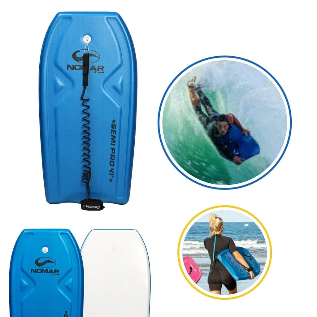 Prancha Bodyboard Semi-pro 41 Nomar Surf Azul Com Leash
