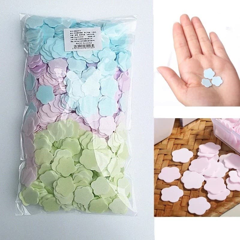 10000pcs sabonete portátil para lavar as mãos/papel descartável com sabão/mini-folhas espumantes externas de aromaterapi