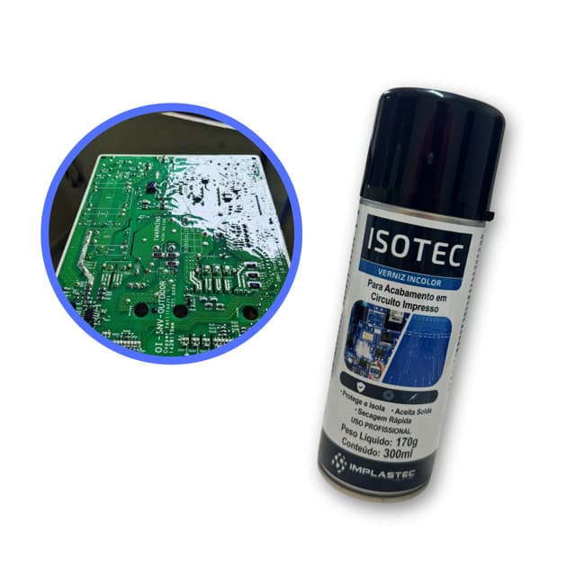 2 Latas Verniz Incolor Isotec Implastec 300ML / 170G - Isolante Elétrico e Proteção de Placas