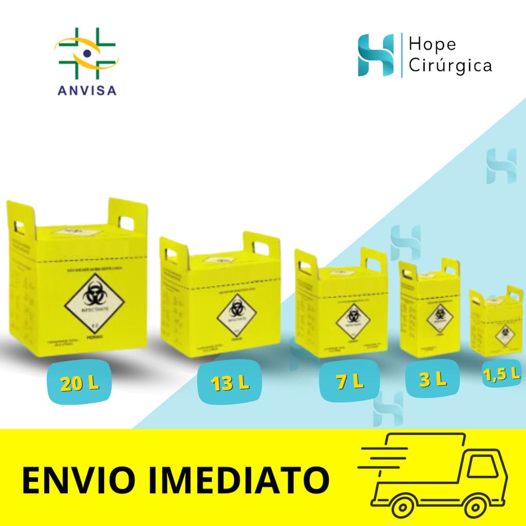 Caixa/Coletor Perfuro Cortante 1,5L / 3L / 7L / 13L / 20L
