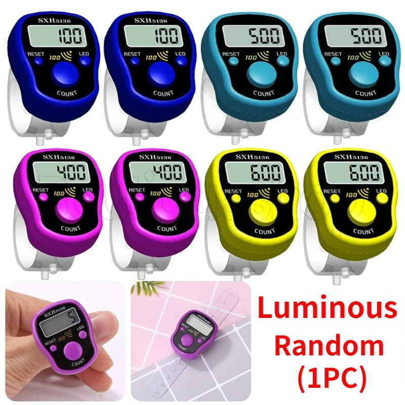 Contador De Contagem De Dedos LED-Digital Luminoso Portátil-Mini Marcador De Pontos (Cor Aleatória)-Eletrônico-Para Pessoas Em Fileiras Tricotando Golfe Esportivo