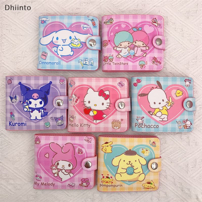 [Dhiint] Bolsa Fofa De Desenho Animado , Carteira De Couro Dobrada Para Meninas , Porta-Cartões De Identificação , Troca