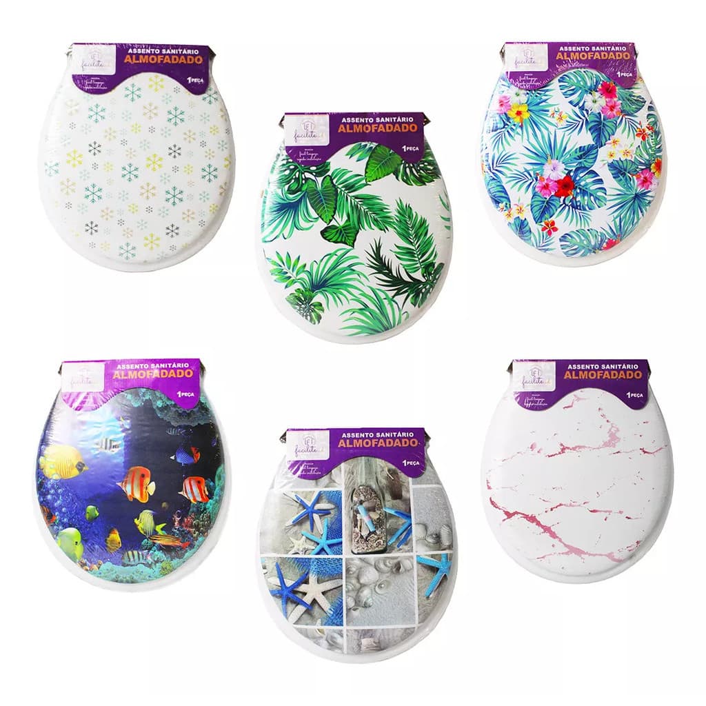 Assento de Vaso Sanitário Acolchoado Estampado Tampa de Privada Banheiro