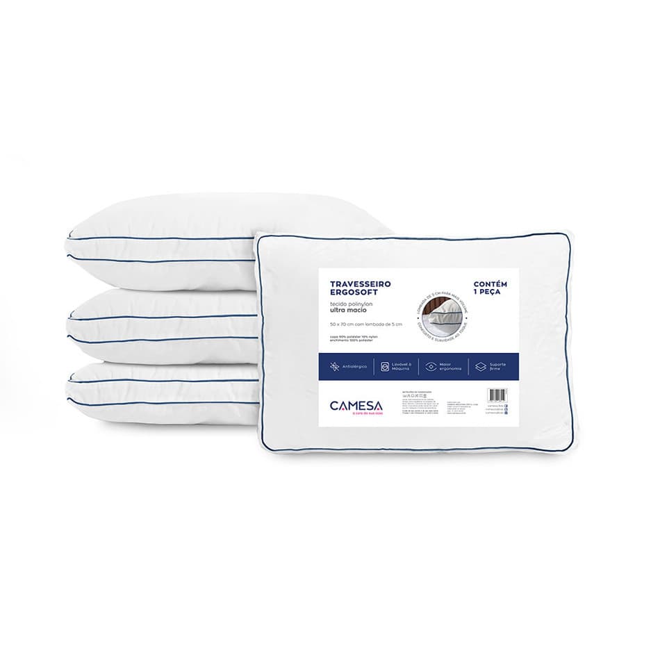 Travesseiro Camesa Ergosoft Hotel Ultra Macio Ergonômico