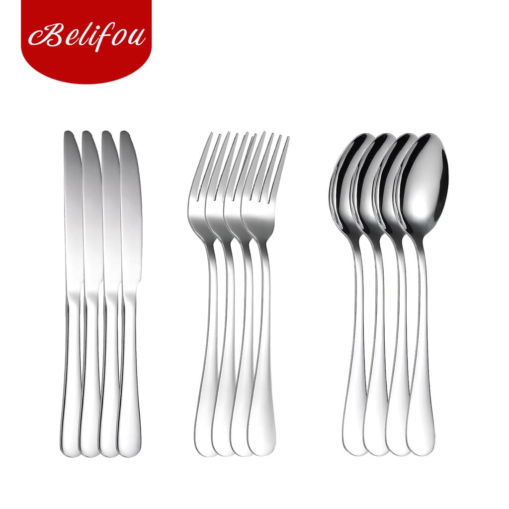 Belifou Kit 12 Jogo De Talheres Para Bife Aço Inoxidável 416 Prata - Luna