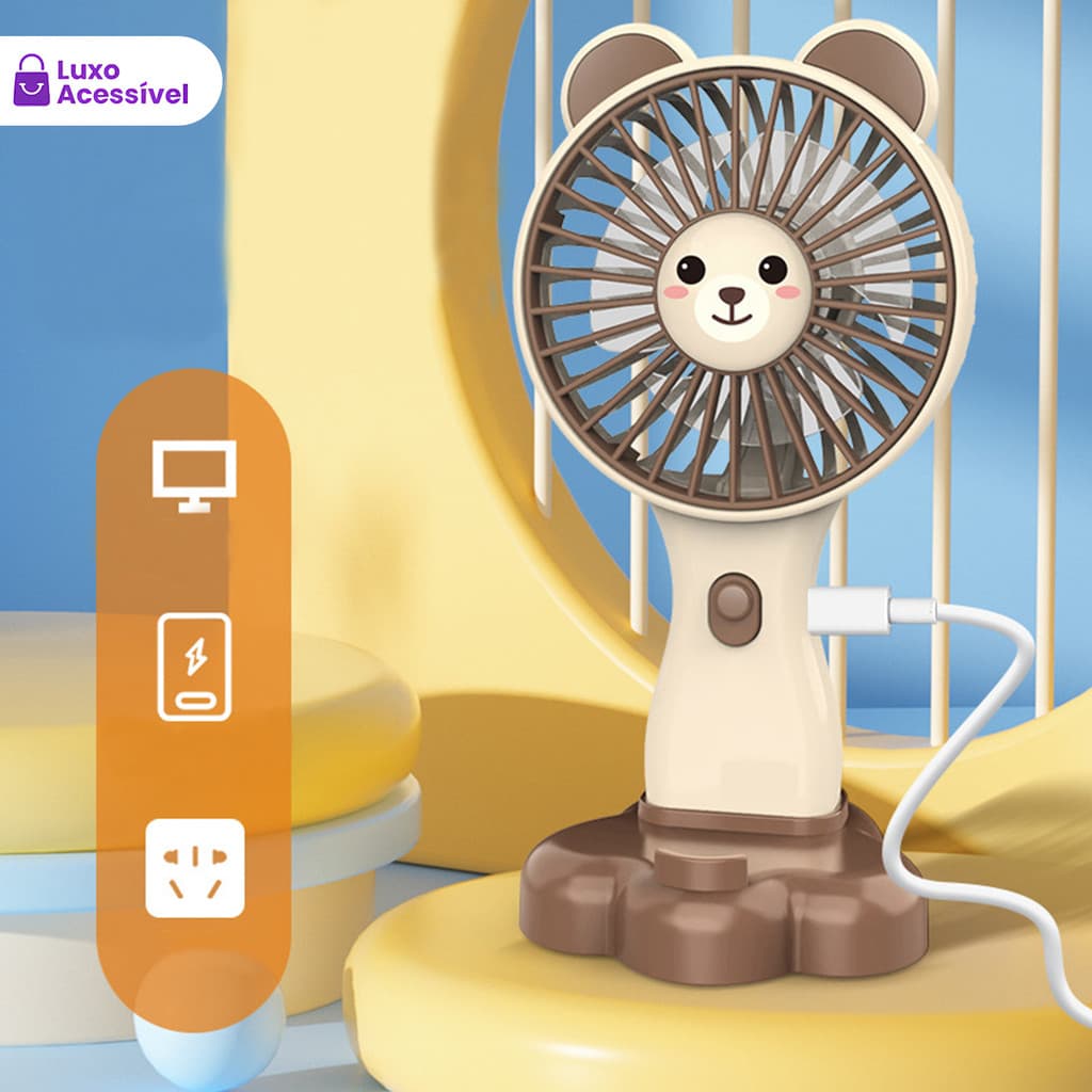 Mini Ventilador De Mão Portátil Recarregável Usb com suporte Para Escritório