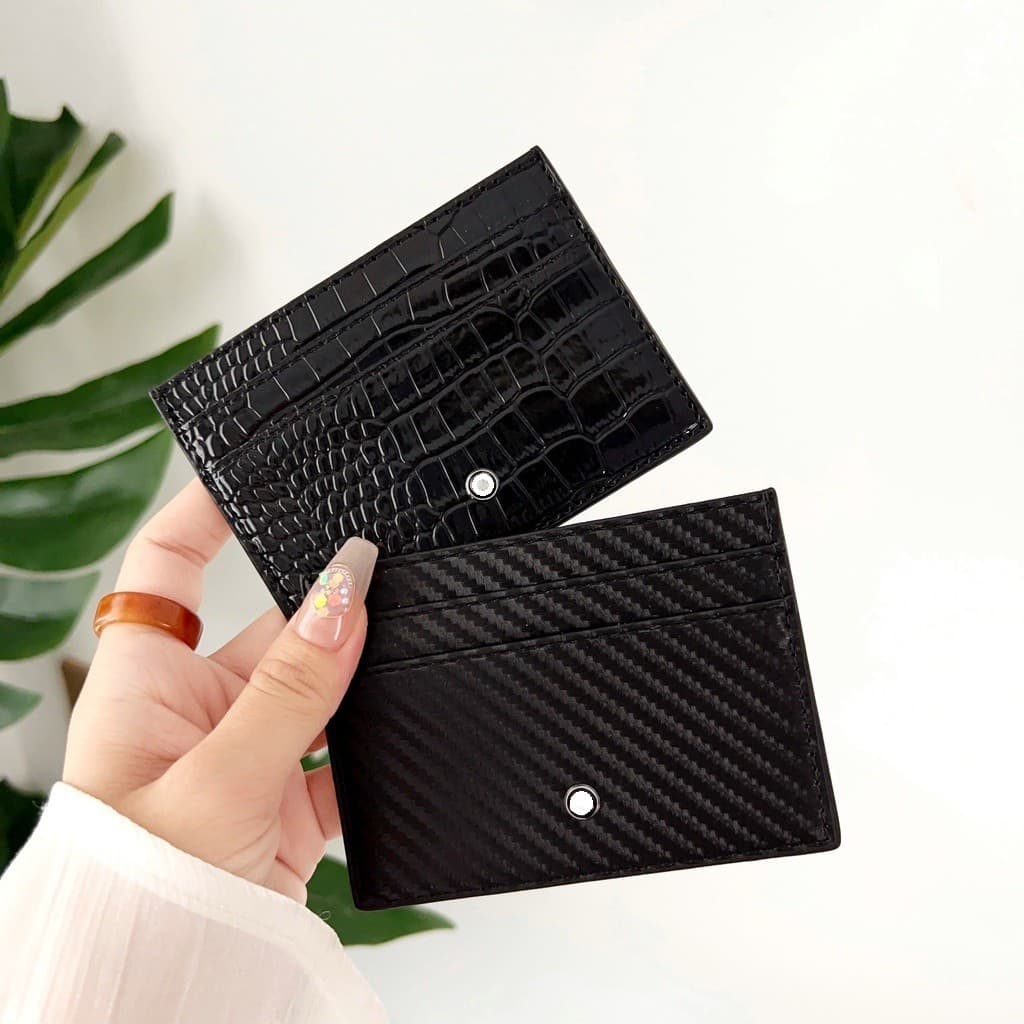 Cruz Crocodilo Fibra De Carbono Padrão Vintage Couro Slot Para Cartão Titular ID/Crédito Bolso Duplo Negócios