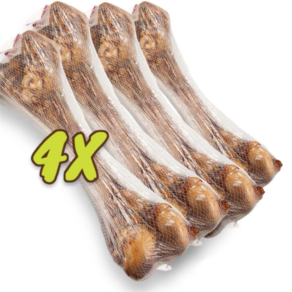 Kit 4 Osso Pet Femur Defumado Suino - Tamanho 20 CM - Para Cachorro