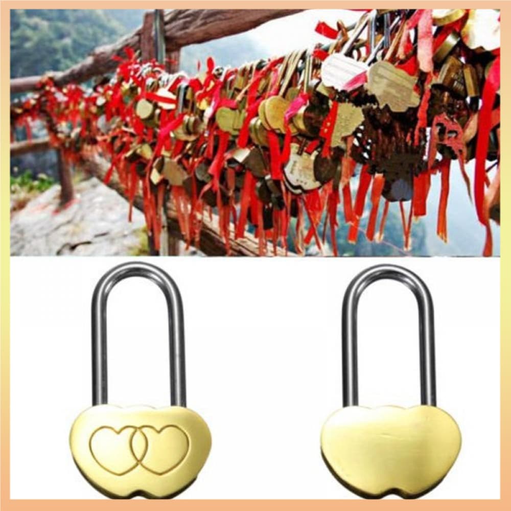 1X Fine Padlock Love Lock Gravado Com Cadeado De Amor Presentes De Dia Dos Namorados Duplo Coração