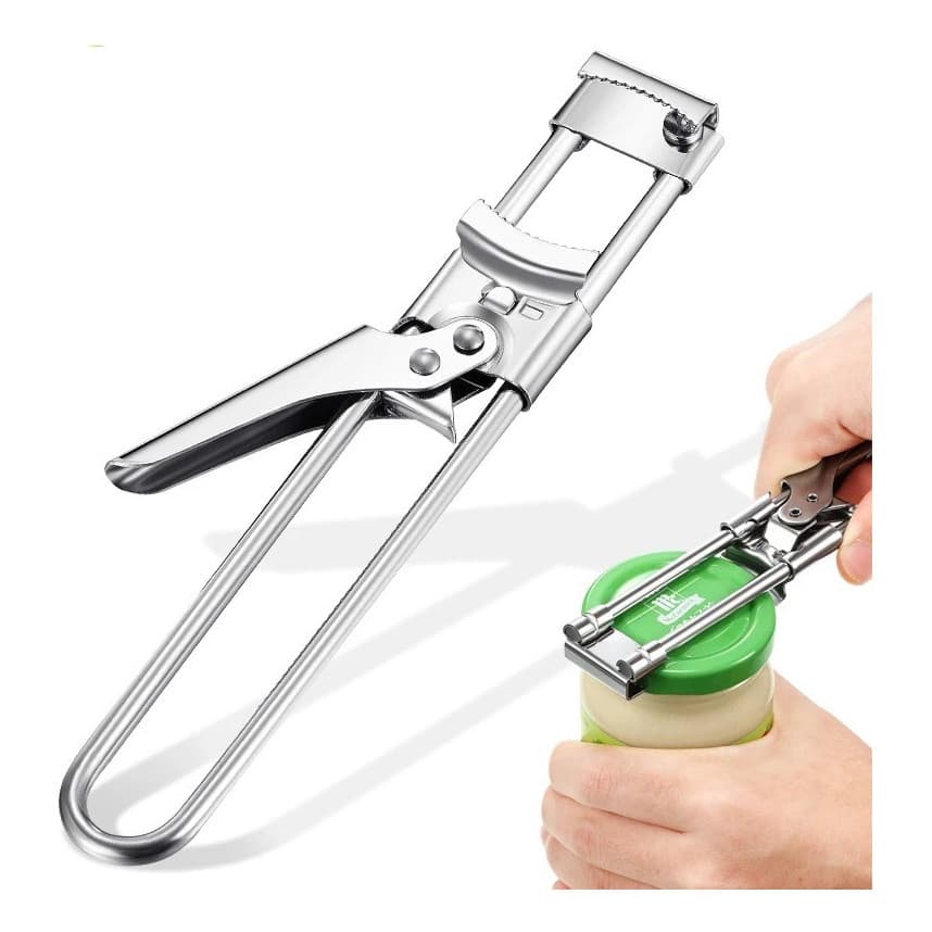 Abridor De Tampas Ajustável Em Aço Inox Para Potes, Frascos Abre Pote