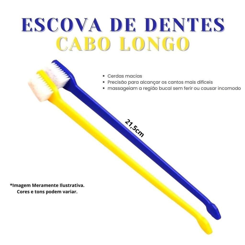 Escova De Dente Cachorro Pet Para Cães E Gatos Cabo Longo Bom 1 Und