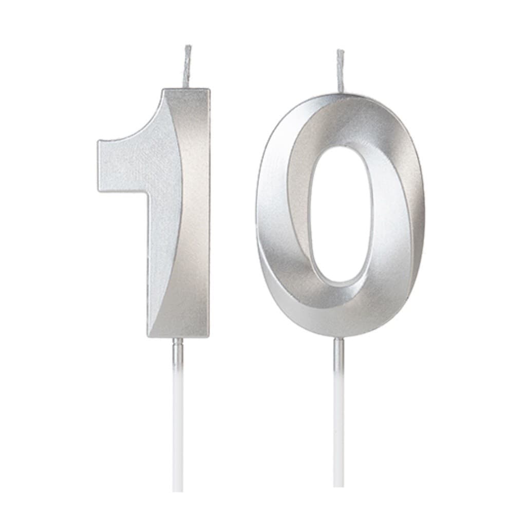 Kit 2 velas design metalizada prata luxo topo de bolo perolizado elegante festa aniversario decoração