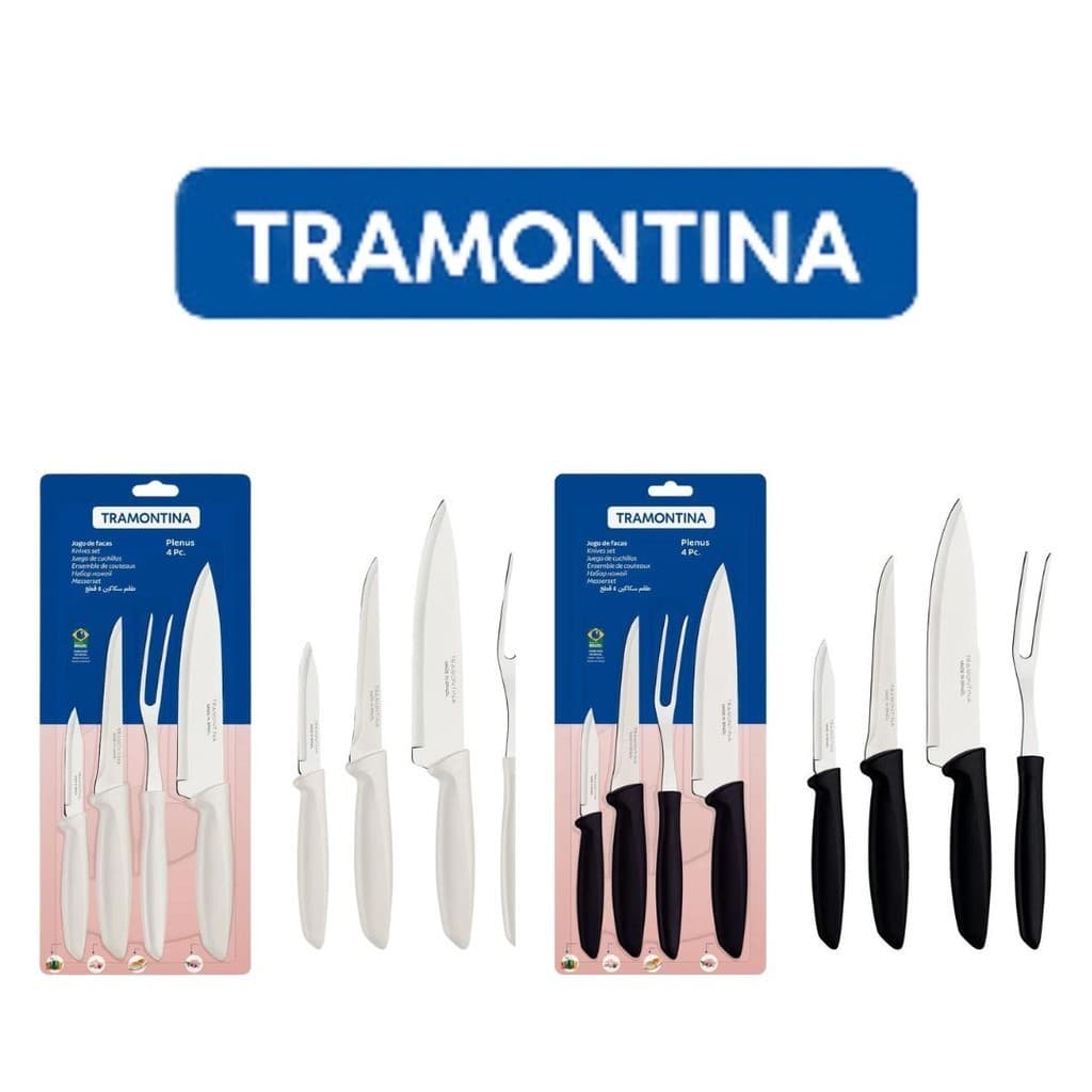 Jogo Facas Tramontina 4 Peças  Plenus Lamina Aço Inox
