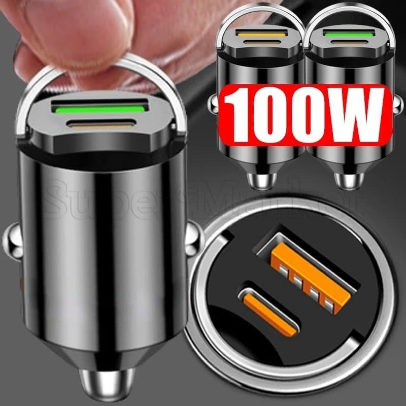 [Featured] 30W/100W/200W-Carregador De Carro Pull Loop Rápido QC3.0 PD30W Oculto Mini-Adaptador De Carga Telefônica-Porta USB Dupla Rápida Tipo C