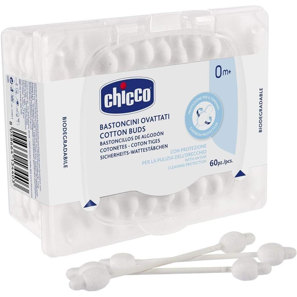 HASTES FLEXIVEIS DE SEGURANCA 60 UNID. CHICCO SUAVE SEGURAS BASE LARGA DE PROTEÇÃO LIMPEZA E HIGIENE