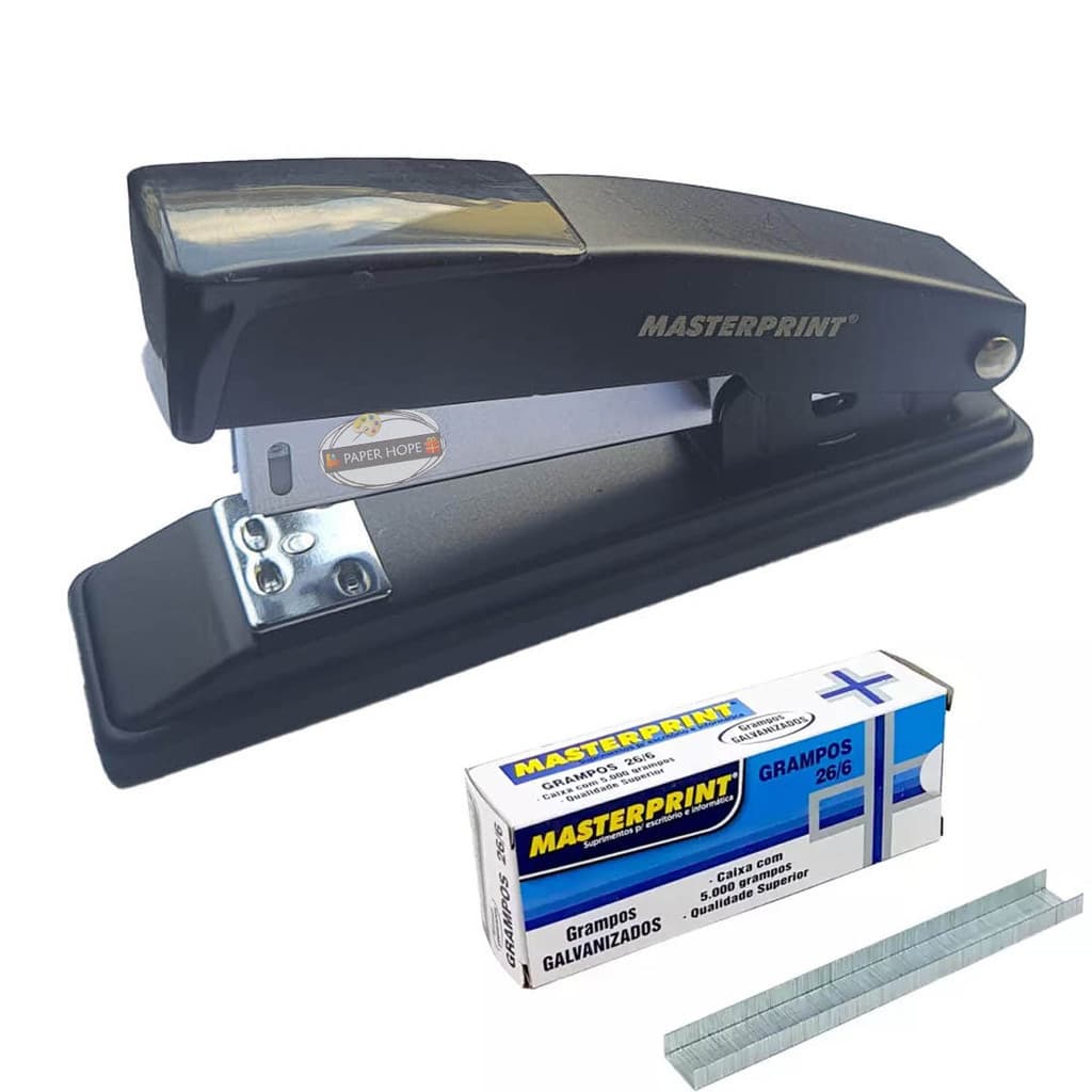 Grampeador Papel Profissional Escritório Com 5 Mil Grampos Masterprint