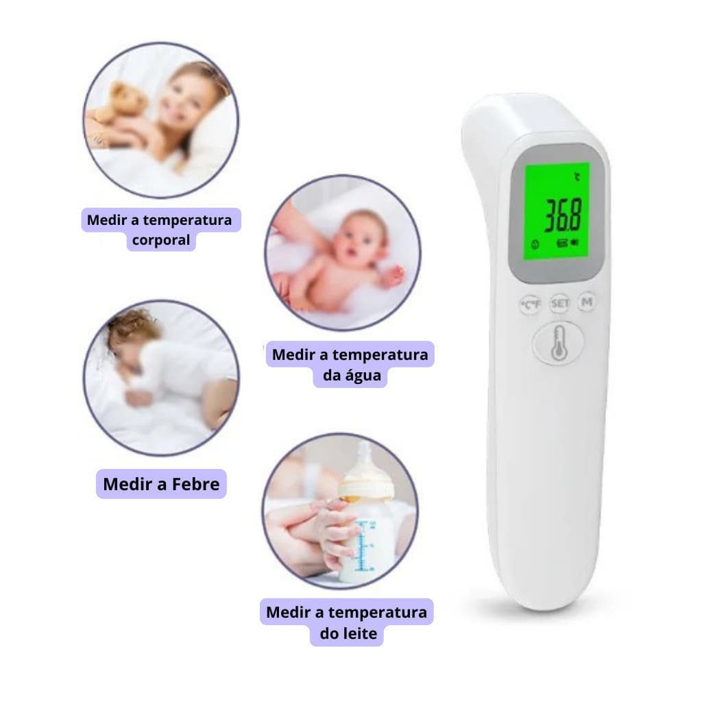 Termômetro Digital Infravermelho Sem Contato – Medição Precisa para Bebês e Adultos LCD/ Pratico  fang
