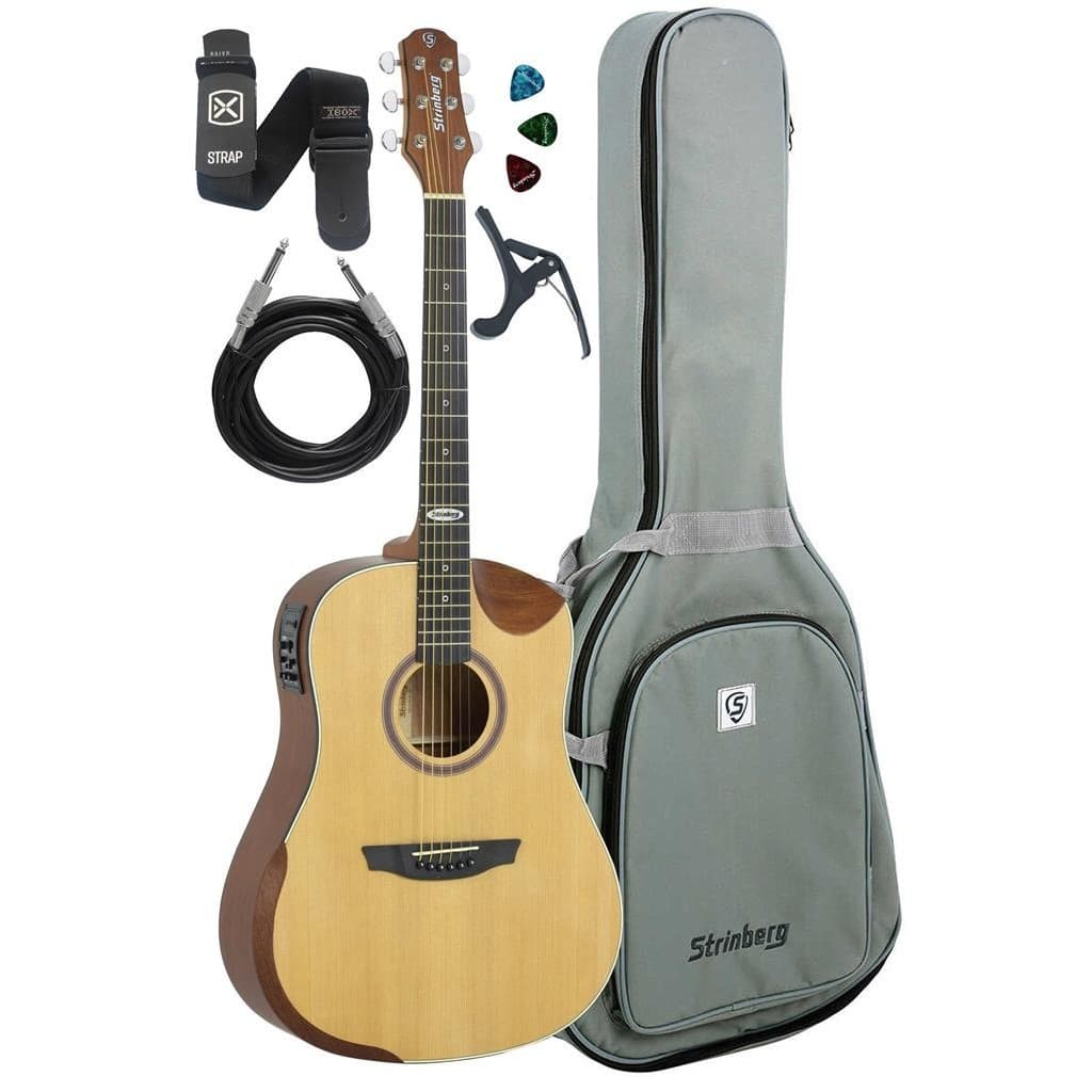Violao Folk Strinberg Sd201 Hcr Ns Black+bag+ Kit Completo