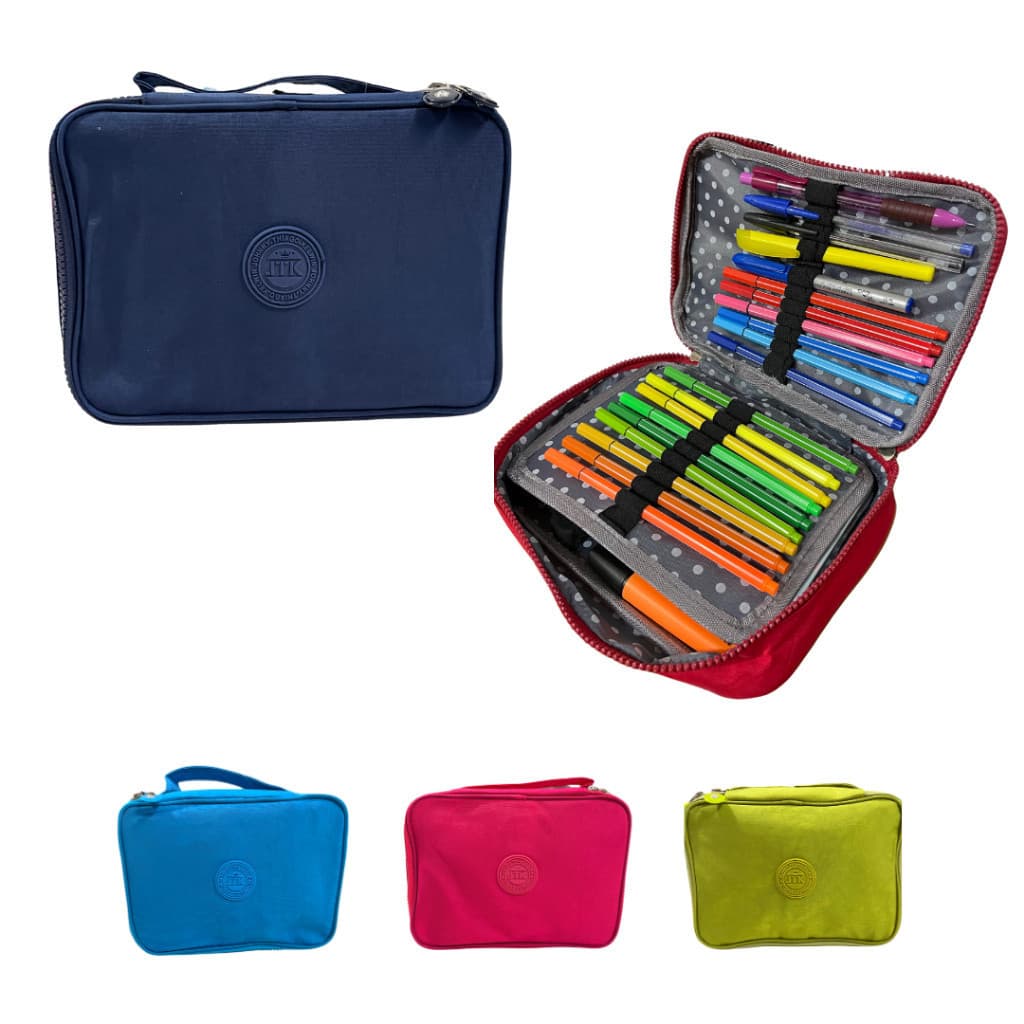 Estojo Escolar Feminino/ Masculino Box Juvenil Martelasse Estojo Escolar Organizador Grande Jumbo Box 2 Compartimentos