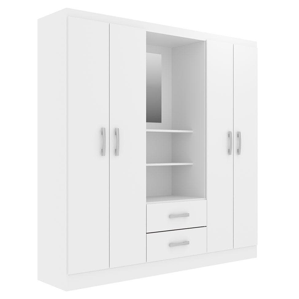 Guarda-Roupa Casal com Espelho Capelinha 4 PT 2 GV Branco