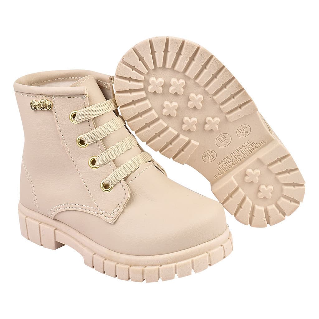 Coturno Infantil Menina Botinha Moda Off White Cano Baixo  Oferta