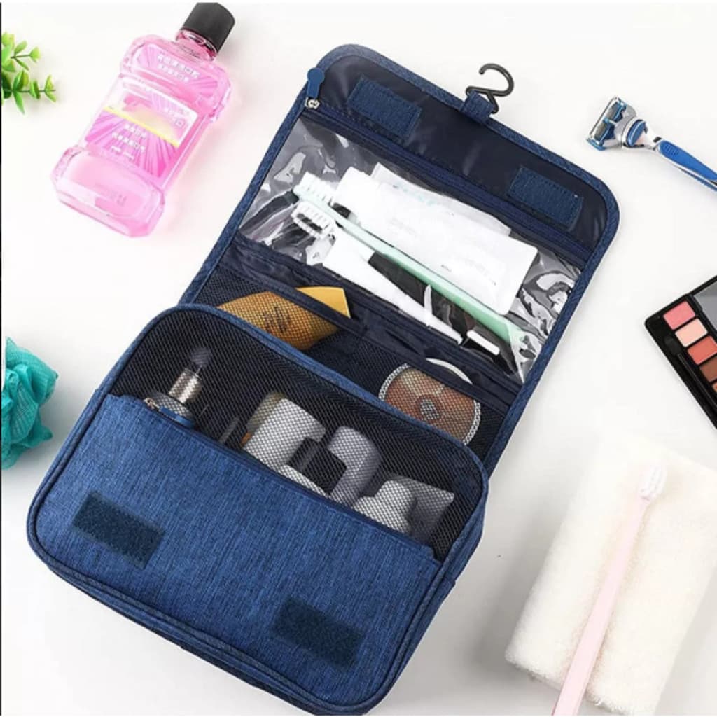 Necessaire Organizadora Bolsa Portátil Feminina Para Maquiagem Para Viagem Higiene Pessoal Com Divisória Cabide Gancho-P