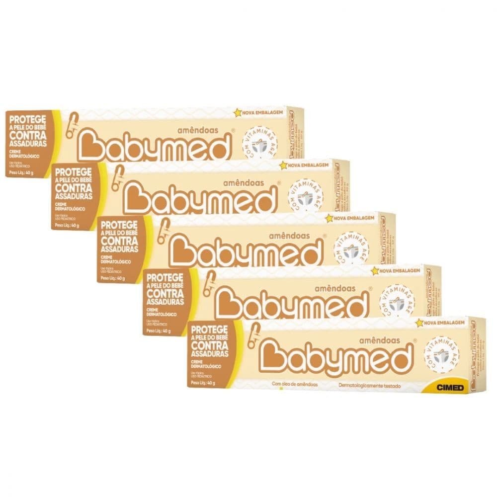 Pomada Babymed com Óleo de Amêndoas Cimed 40g Kit com 5 Unidades