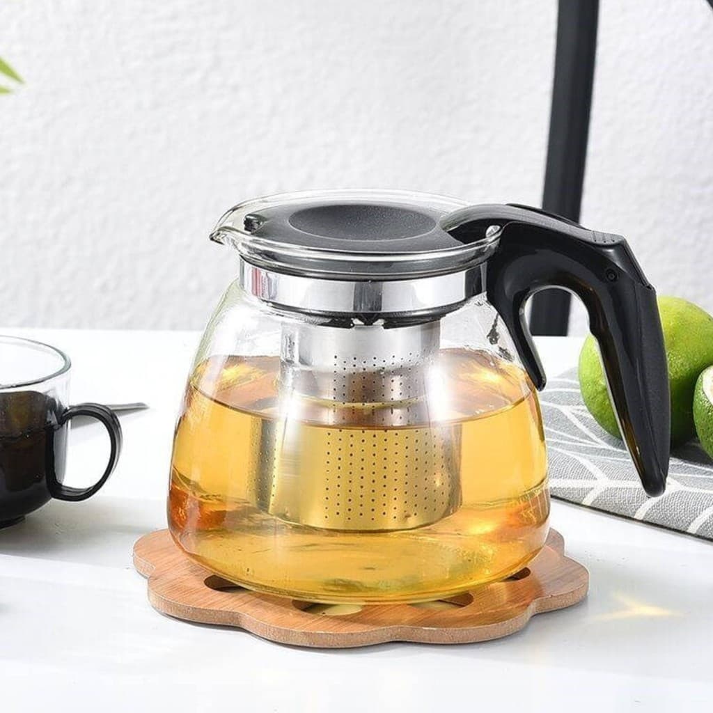 Chaleira De Vidro Com Infusor Para Chá Café Inox Bule Com Tampa 900ml