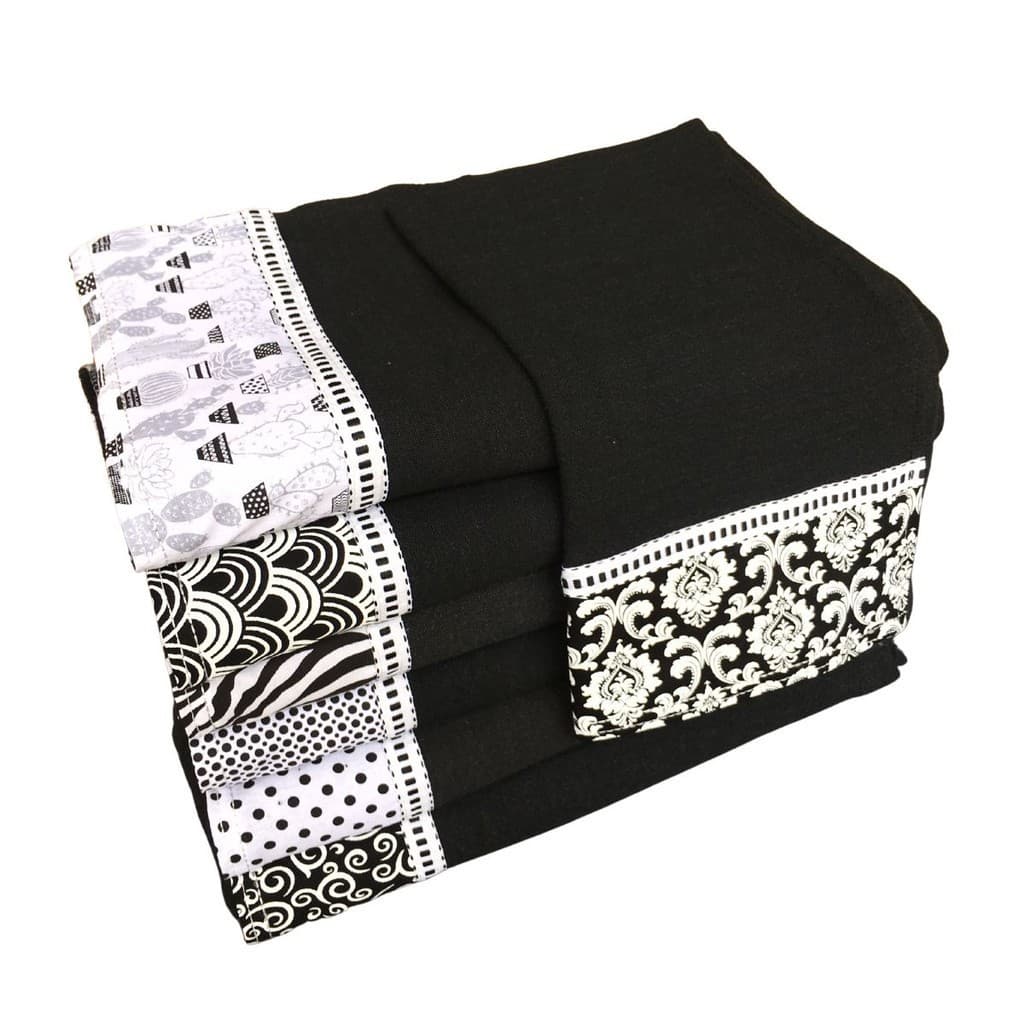 Pano de Prato Preto Minimalista Gourmet 05 Unid