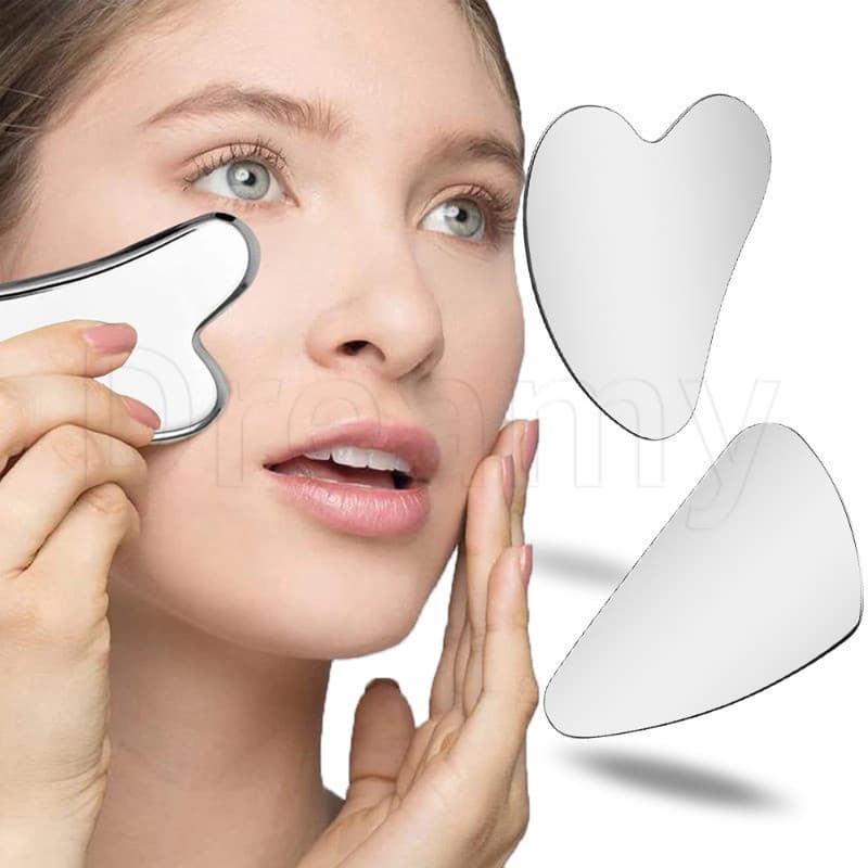 Tábua De Raspagem Gua Sha De Aço Inoxidável-Raspador Guasha Muscular SPA-Meridiana-Face Lift Anti-Aging-Massajador De Ponto De Acupuntura-Ferramenta De Cuidados De Beleza