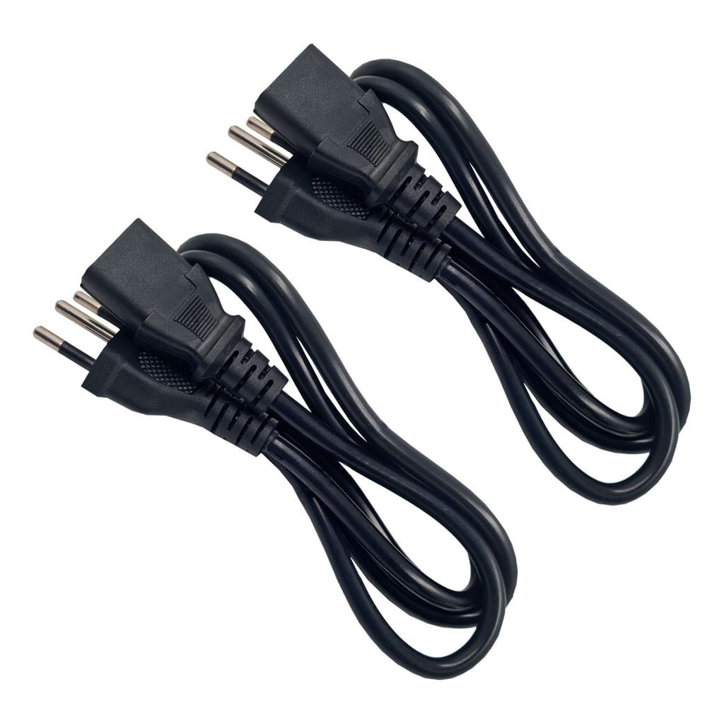 Kit 1 a 5 Cabos De Força Tripolar 10A 1,2m Padrão BR NBR14136 Plug IEC Para PC Monitor Impressora TV