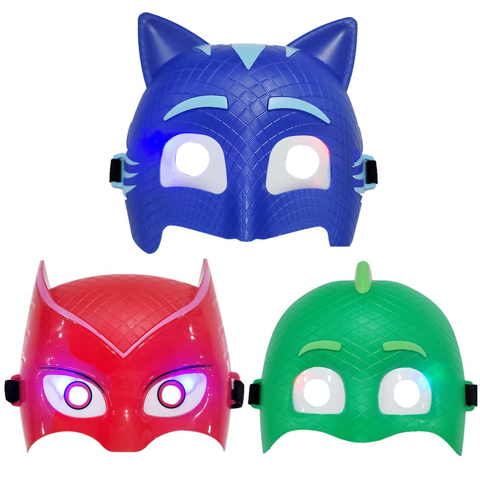 Máscaras PJ Iluminadas Manto Kids Toys Pulseiras De Silicone Cosplay Costume Adereços Catboy Gekko Owlette Presentes De Festa De Aniversário