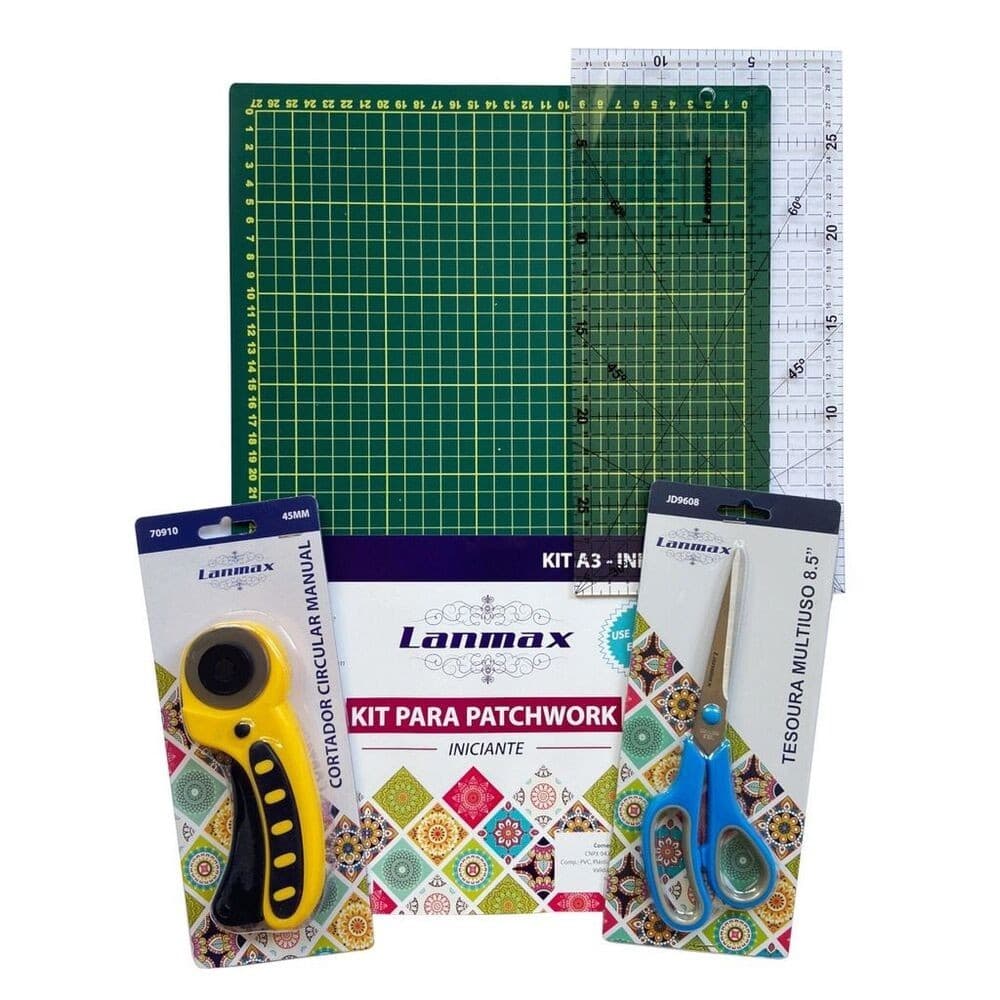 Kit Base Corte Cortador Circular Régua Tesoura Patchwork