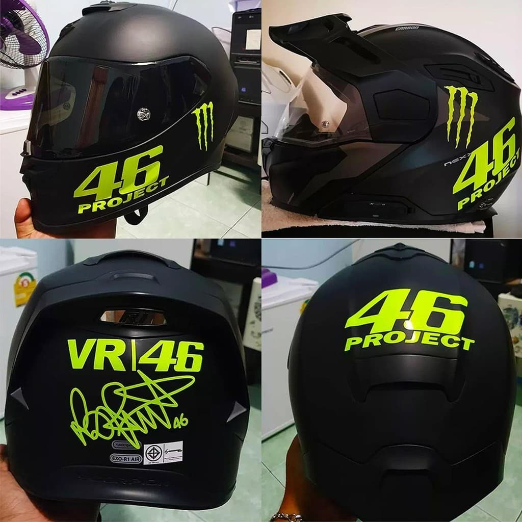 Colicheres de laser coloridos n.o 46 Colicheres de carro decorativos de motocicleta Rossi, colicheres de casco, cobertura personalizada de resistência à água, colicheres de arranho