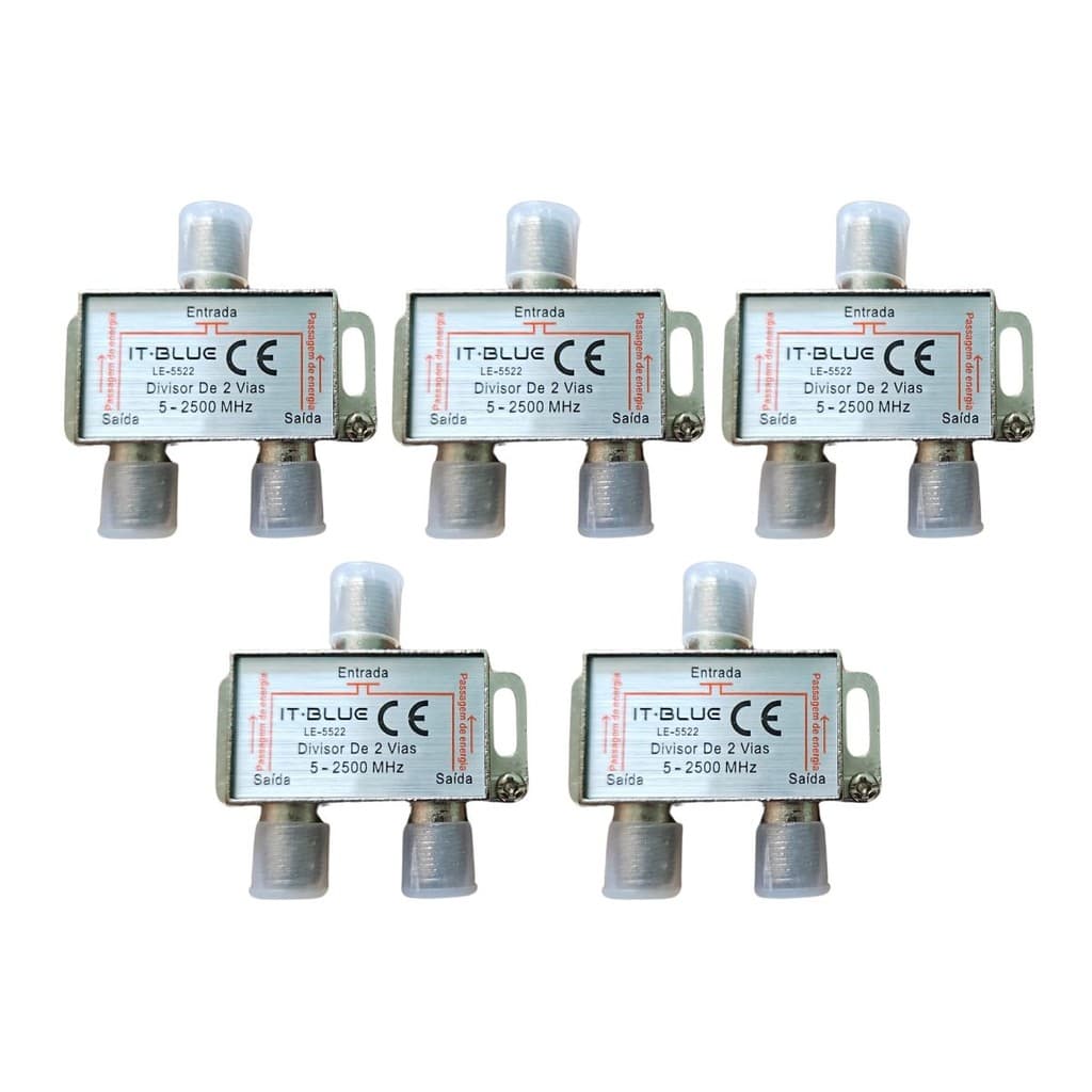 Kit 5 Divisor De Antena 2 Saidas Universal A Cabo Uhf Vhf Digital