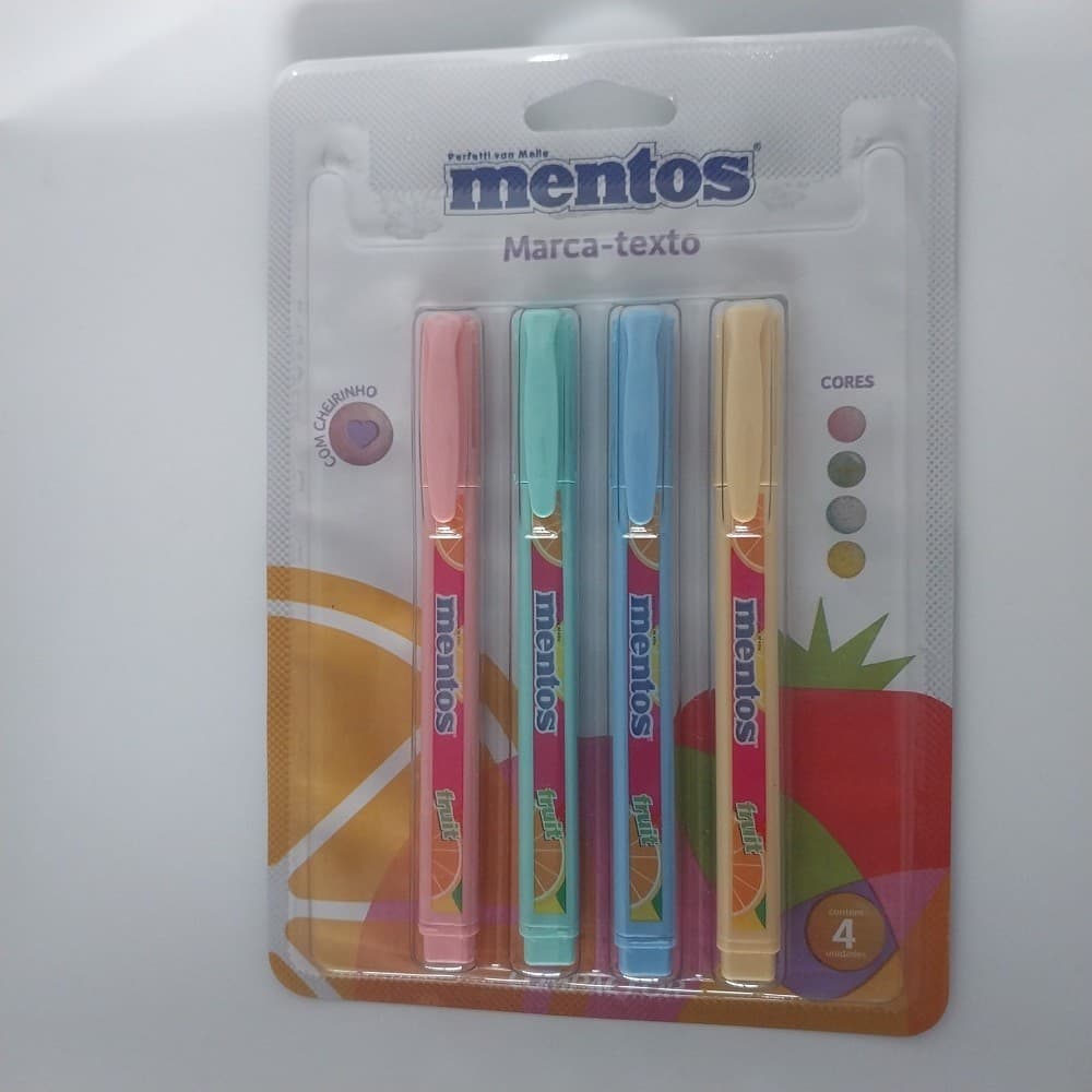 Marca Texto 4 Cores Pastel MENTOS Com Cheirinho