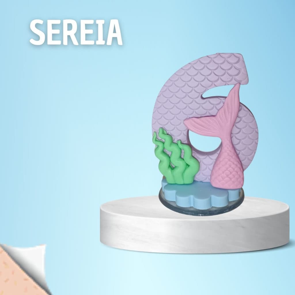 Vela Sereia com Pavio Mágico para Bolos Festa Biscuit