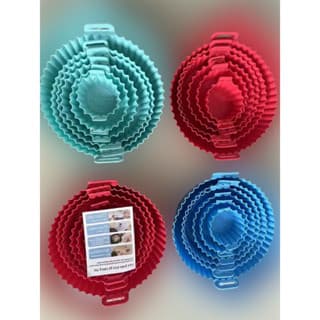 2 Kit C/6 Formas de Silicone Para Air fryer Tamanho variados Reutilizável Protetor Assadeira Com Alça