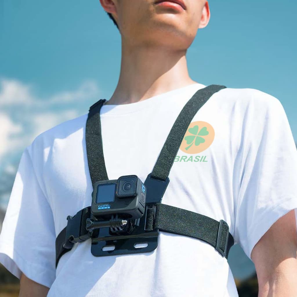 Suporte de peito ajustável para celular e câmera GoPro no peito para motocicleta e bicicleta
